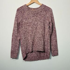 LOFT Purple Marled Knit Sweater High Low Hem Size Small